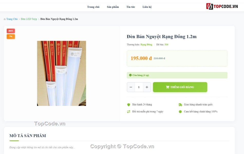bán website,web bán đèn led,website bán đèn